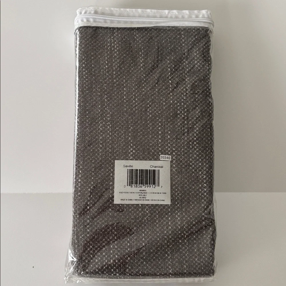 Brookstone Saville Charcoal Light Filtering Valance & Tiers Curtain Set